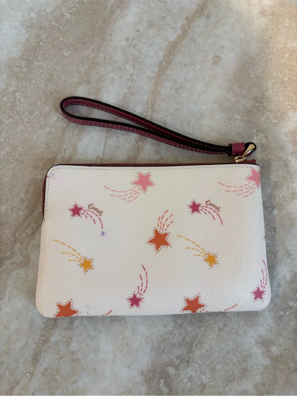 Coach Corner Zip Shooting Star print Wristlet